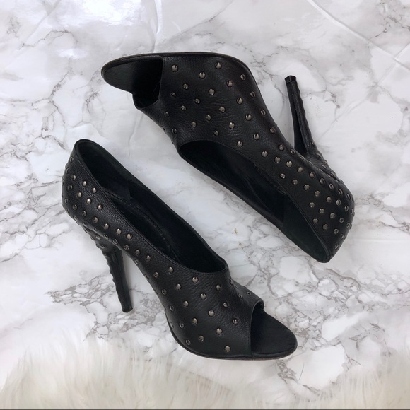 Givenchy Shoes - Givenchy Studded Leather Peep Toe Pumps